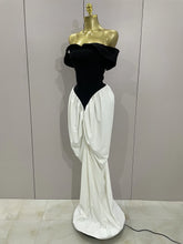 Sexy V Neck off-The-Shoulder Black And White Splicing Mermaid Floor-length dress 2025 Women Formal Evening Birthday Party Dress